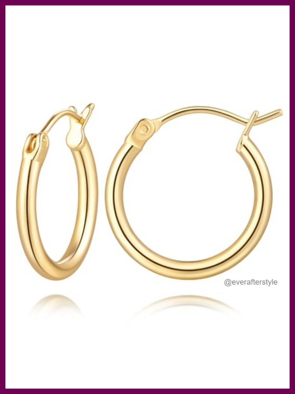 14K Gold Hoop Earrings for Women 16mm Round